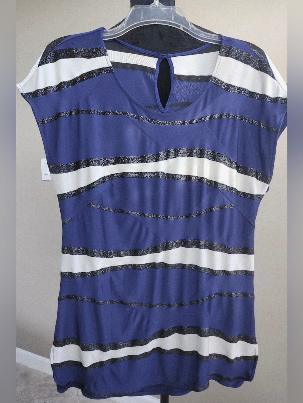 ESCADA  Blue and White Striped Jersey  Top Size EU 38